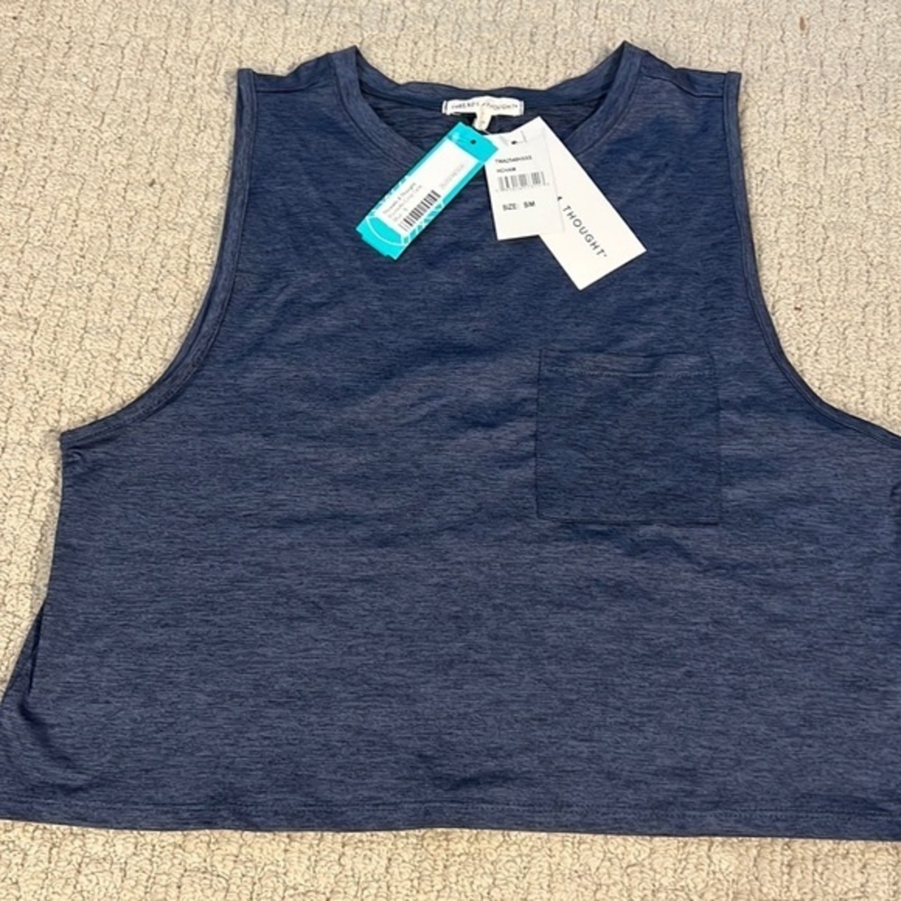 Threads for thought crop tank top blue small New